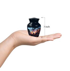 Urne papillon rayonnante mémorial papillon rougeoyant pour cendres humaines avec nom noir crémation urne funéraire personnalisée papillon - Product Image 3