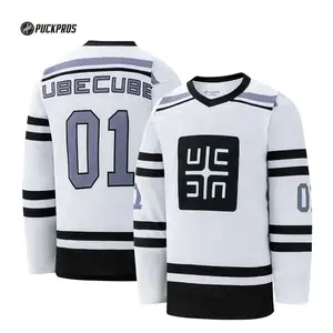 Jersey de hockey a rayas, aparejos de sarga, logotipo del equipo, Jersey de hockey, uniforme bordado personalizado para hockey sobre hielo