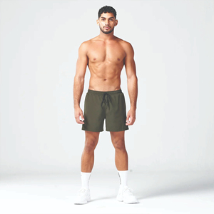 Lightweight Moisture Wicking Fabric Khaki Essential 5 Inch Shorts with Contour Side Panels and Inner <b>Mesh</b> <b>Pants</b> - Product Image 2