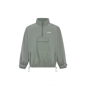 Chaqueta cortavientos con capucha y soporte personalizada OEM para hombre, ropa informal transpirable para deportes al aire libre, correr, trotar, trabajo, cremallera frontal - Product Image 4