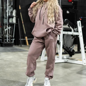 390gsm Custom Embroidered Unisex Heavyweight Relaxed Long Sleeve Fitness Tracksuit Kangaroo Pocket Hoodie <b>Jogger</b> Set - Product Image 2