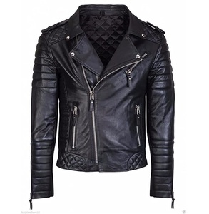 แจ็กเก็ตหนังสำหรับผู้ชายสำหรับฤดูหนาวเสื้อแจ็คเก็ตบอมเบอร์เสื้อแจ็คเก็ตนักขี่ - Product Image 1