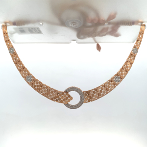 18K <b>Rose</b> <b>Gold</b> Diamond Necklace <b>Set</b> Modern Tassel Scallop Fine <b>Jewelry</b> - Product Image 5