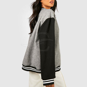 Chaqueta con letras de lana de algodón transpirable de alta calidad para mujer, logotipo personalizado impreso, patrón sólido de punto para invierno - Product Image 4