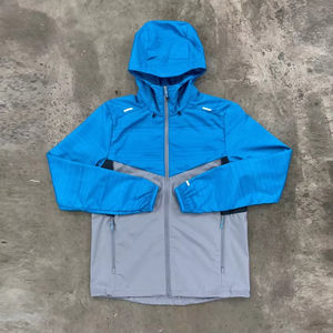 Custom Zip up Lightweight 100% Cotton Streetwear Windbreaker Two Piece <b>Mens</b> Hoodie <b>Track</b> <b>Jacket</b> & Shorts Set - Product Image 5