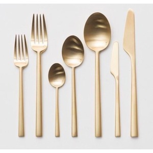 Service de couverts en acier inoxydable poli doré avec motif elsimple et de haute qualité pour les repas haut de gamme - Product Image 5