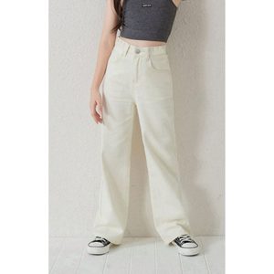 Jean en denim crème tendance et écologique à jambe large pour femme, taille haute, coupe décontractée et ample, style urbain, tailles 26-40 - Product Image 3