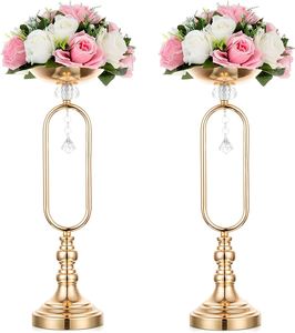 Jarrones de flores con forma de diamante de Metal dorado, centros de mesa para fiesta de boda, decoración de jarrones, centros de mesa y decoración de mesa - Product Image 4