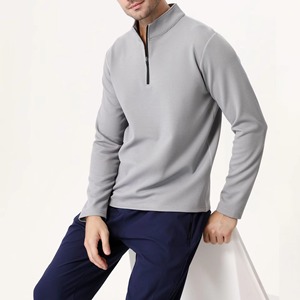 Wholesale OEM 1/4 Quarter <b>Zip</b> Gym Wear T <b>Shirt</b> Custom Print Logo <b>Men</b> Half <b>Zip</b> Polyester Cotton Run Sports Hoodies Sweatshirt - Product Image 5