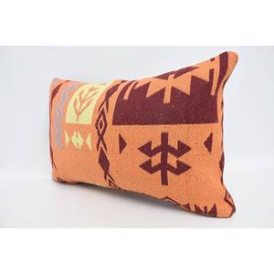 Almohada de lana naranja de estilo tradicional con estampado geométrico de 16x24 pulgadas con estampados cuadrados florales vintage estilo de lujo para uso en sofá - Product Image 4