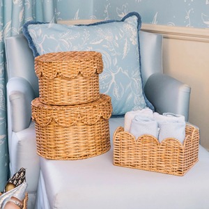 กล่องหวายกลมฝาหอยเชลล์กล่องเก็บของทำมือเป็นมิตรกับสิ่งแวดล้อมธรรมชาติของตกแต่งบ้านและบ้านขายส่งจากเวียดนาม - Product Image 4