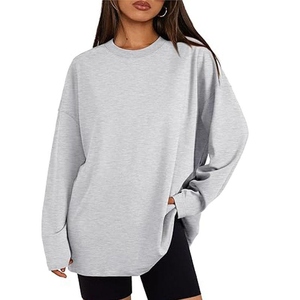 Wholesale Custom Made 100% Cotton Women Sweatshirt Winter Knitted Pullover Long Sleeve Oversized Streetwear Hot Selling Design - Product Image 6