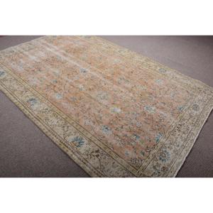 Vintage Rug, 5,9x8,9 ft Turkish Rug, <b>Brown</b> Polka dot <b>Wool</b> Rug - Product Image 4