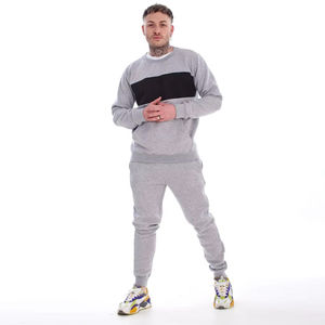 Conjunto de chándal ecológico gris y negro para hombre, chándal de invierno para correr con capucha, chándal liso para hombre - Product Image 6