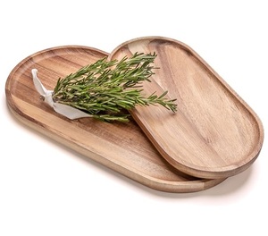 Nouvelle arrivée Assiette/plateau en bois au design personnalisé Plateau fait main en bois d'acacia massif avec finition naturelle pour servir des aliments - Product Image 4