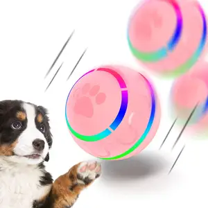 LED flaş ile akıllı Pet oyuncak topu interaktif köpek oyuncak toptan otomatik haddeleme topu USB şarj edilebilir Pet zıplayan top oyuncak