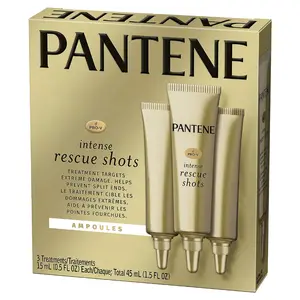 Pantene Rescue Shots Tratamiento de ampollas para el cabello, Pro-V Reparación intensiva de cabello dañado, 1,5 floz (paquete de 3)