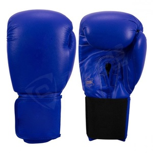 Guantes de boxeo de piel de vaca genuina de microfibra sintética entrenamiento de lucha de artes marciales de alta calidad al por mayor de color azul OEM - Product Image 1