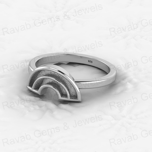 Solid 925 Sterling Silver Arch Rainbow Semi Mount Blank Setting Wedding <b>Ring</b> Good <b>for</b> <b>Ashes</b> & Resin Work Breastmilk Jewelry - Product Image 4