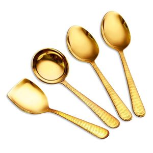 Juego de utensilios de cuchara/tenedor de Metal en tono dorado al por mayor de buena calidad para utensilios de cocina de restaurante y Hotel - Product Image 5