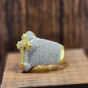 VVS Natural Luxury Custom Men's Ring 10K 14K 18K Gold with Full Diamond Round <b>Cross</b> Shape Trendy Hip Hop Iced <b>Jewelry</b> - Product Image 3