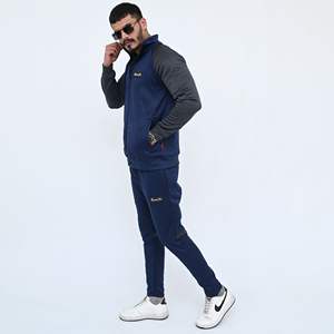 Conjunto de joggers de entrenamiento para hombre de poliéster 100% de diseño personalizado, chándal inferior activo con cremallera para invierno, ropa de entrenamiento de dos piezas - Product Image 1