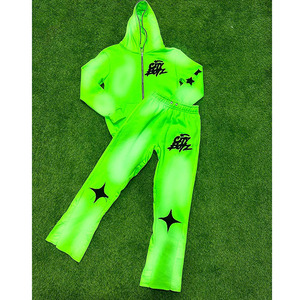 Ensemble de survêtement personnalisé Trainingspak, taille plus, vintage, imprimé délavé à l'acide, fermeture éclair, sweat-shirt, 100% coton, respirant, léger, sans couture - Product Image 3