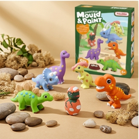 Mainan anak-anak lucu bermain Puzzle permainan DIY plester cetakan pola hewan dinosaurus dan gambar cat mainan untuk anak-anak