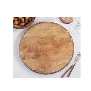 Assiette de chargeur en bois anniversaire Assiettes de chargeur de forme ronde pour manger Design de service Table Dîner - Product Image 6