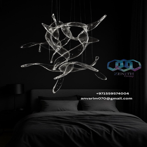 Lustre long en verre liquide d'art moderne pour salles à manger Boutique Hotels Villas USA Chine EAU Arabie Saoudite Qatar Oman Koweït - Product Image 1