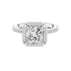 Bague de fiançailles en diamant de laboratoire taille princesse 2,93 carats, clarté VVS-VS EF, or 18 carats, 14 carats, 10 carats et argent 925, rose, jaune, blanc - Product Image 1