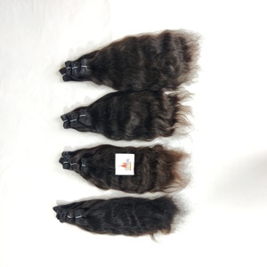 Venta al por mayor 100% negro natural de las mujeres de onda profunda indio Remy extensiones de cabello químicamente procesado cutícula alineada cruda paquete - Product Image 5
