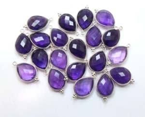 Pendentif en argent sterling 925 avec améthyste violette naturelle facettée en forme de poire 13X16MM pour mariage, anniversaire, fête, fabrication de bijoux - Product Image 1