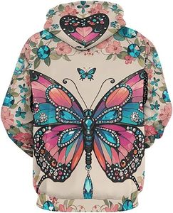 Felpe con Cappuccio Personalizzate di Alta Qualità in Cotone Felpato con Diamanti Colorati e Decorazioni di <span class=keywords><strong>Farfalle</strong></span> in Strass per Uomo - Product Image 2