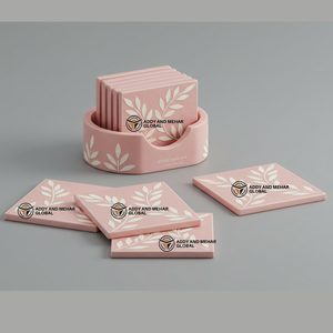 Proveedor Indio Ofrece Juego de Posavasos Cuadrados Hechos a Mano con Incrustaciones de Hueso Rosa y Blanco de 3 mm de Grosor, con Patrón Floral, Ecológicos y Duraderos - Product Image 1