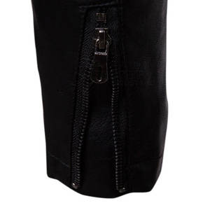 Chaqueta de camionero de piel de cordero auténtica acolchada de estilo universitario clásico de alta calidad al por mayor para hombre - Product Image 6