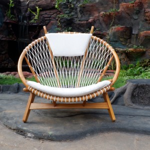 Modern Design Indoor and Outdoor Leisure <b>Lounge</b> <b>Chairs</b> Teak Solid Teak Wood with Woven Rope Seat Backrest for Hotel <b>Living</b> <b>Room</b>. - Product Image 2