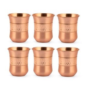 Pure <b>Copper</b> Hammered Glass 250 ml <b>Copper</b> Tumbler Hammered Finish Immunity Booster <b>Copper</b> Anniversary Gift - Product Image 3