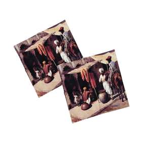 Juego de 2 Fundas de Cojín Cuadradas de 16x16 con Estampado Digital de Escena de Mercado Indio Vintage para Uso Doméstico - para Sofá, Sala de Estar - Product Image 3