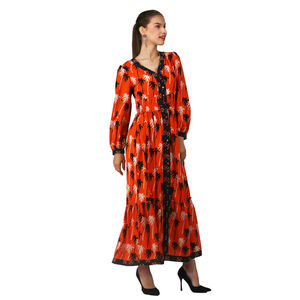 Elegant Handmade Printed Crepe Maxi <b>Dress</b> <b>for</b> <b>Women</b> Lightweight Comfortable Vintage Design A-Line Silhouette <b>for</b> Parties Beach - Product Image 3