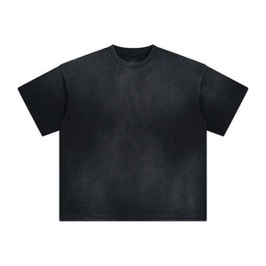 Camiseta Boxy de Algodón Pesado con Lavado Ácido y Efecto Desgastado, Estilo Vintage, para Hombre - Product Image 1