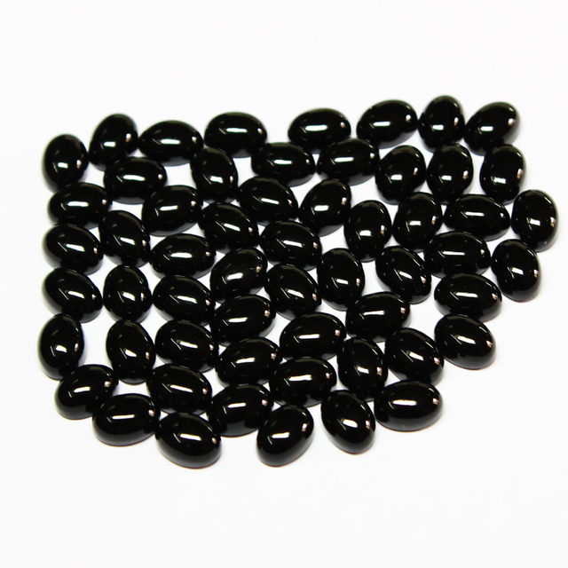 Export Grade 100% Natural Black Onyx Smooth Oval Loose Wholesale Calibrated Cabochons Gemstones at Factory Prices Bulk Sale OEM