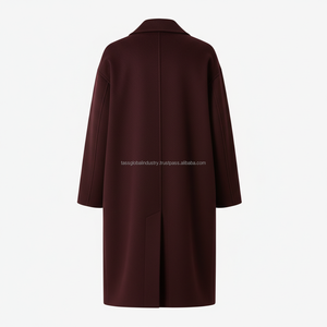 Abrigo de Lana Borgoña Oscuro Personalizado para Mujer, OEM y Marca Privada - Product Image 2