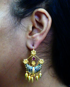 Traditional Handmade <b>Gold</b> Plated Tourmaline <b>Earrings</b> <b>Set</b> Elegant Women's Fashion for Weddings and Special Occasions - Product Image 6