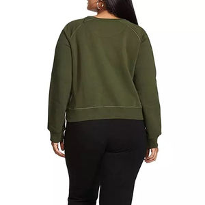 2025 nuevas mujeres 100% algodón de gran tamaño lavado ácido con cable cuello redondo sudaderas mujeres algodón de talla grande mujeres sudaderas transpirables - Product Image 5