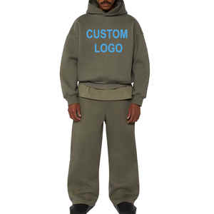 Survêtement d'hiver vintage personnalisé pour homme, sweat à capuche oversize et pantalon évasé, en molleton bouclette 500 GSM 100 % coton, séchage rapide et respirant - Product Image 2