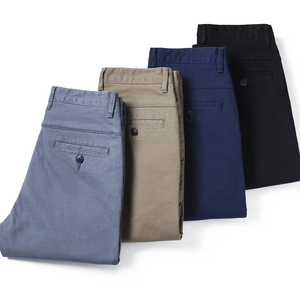 OEM Pantalon kaki classique décontracté pour hommes, doux, léger, coupe ajustée, robe droite, pantalon chino, teint uni, délavé - Product Image 4