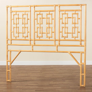 Galvan Bohème Queen Size Tête de lit autonome Meubles de chambre à coucher en rotin naturel - Product Image 1