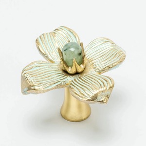 Bouton élégant de conception de fleur verte avec l'abat-jour d'or pour des armoires tiroirs armoires poignée décorative de concepteur pour la maison et le bureau - Product Image 1