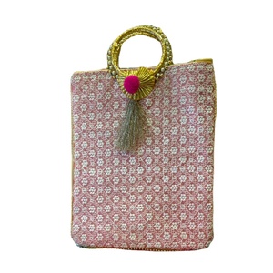 Pochette à fermeture éclair en satin femmes mariage indien broderie sac à monnaie avec doublure en coton sacs à main cadeau Vintage bohème - Product Image 1